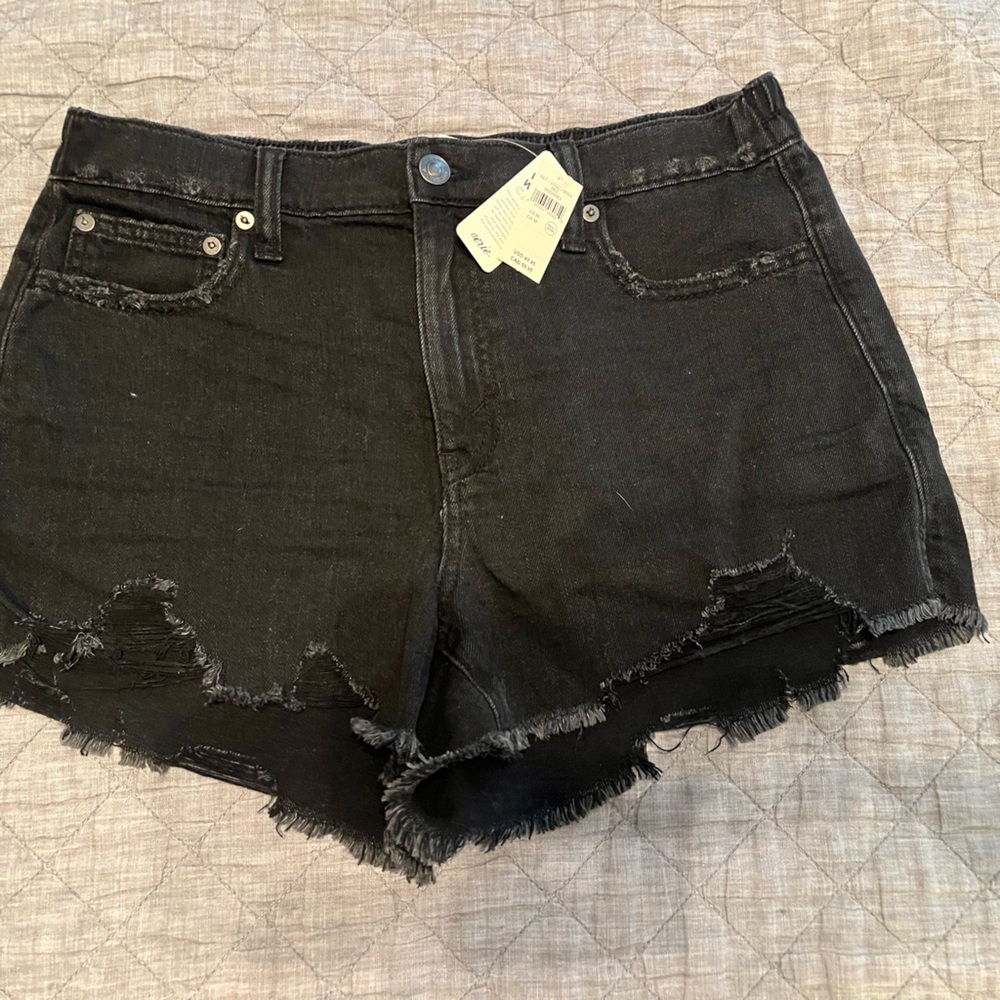 Aerie Daydream Black Denim Shorts Medium NWT